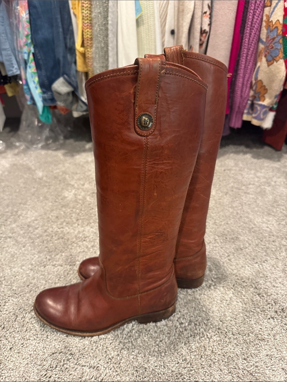 FRYE AND CO. Tall Leather Riding Boots - Chestnut Brown